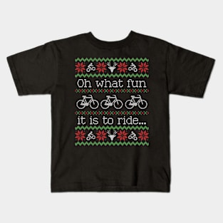 Ugly Christmas Sweater Fun to Ride a Bike Kids T-Shirt